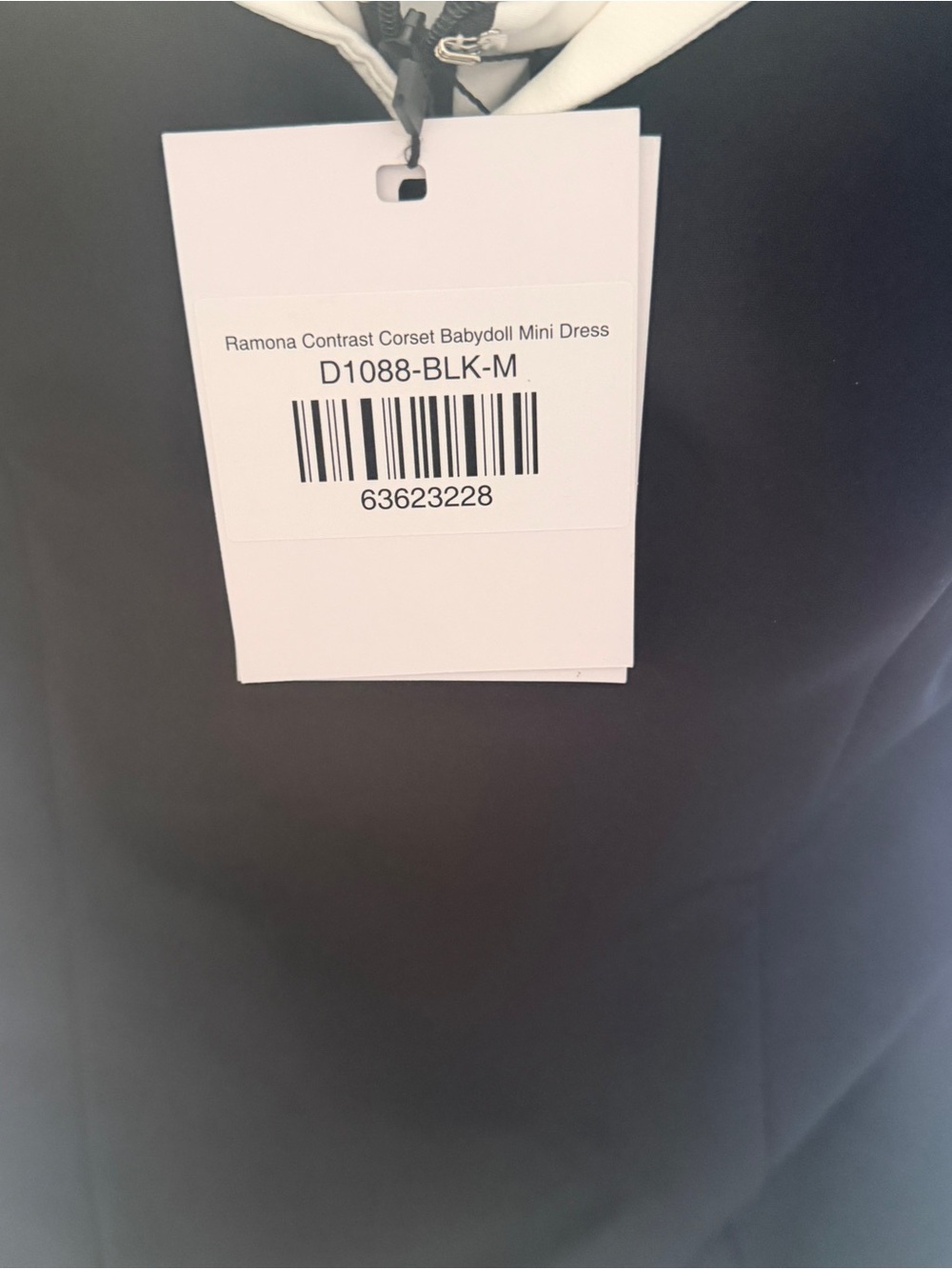 NWT LEAU Ramona Contrast Corset Babydoll Mini Dress Black White Size Medium - Picture 3 of 13